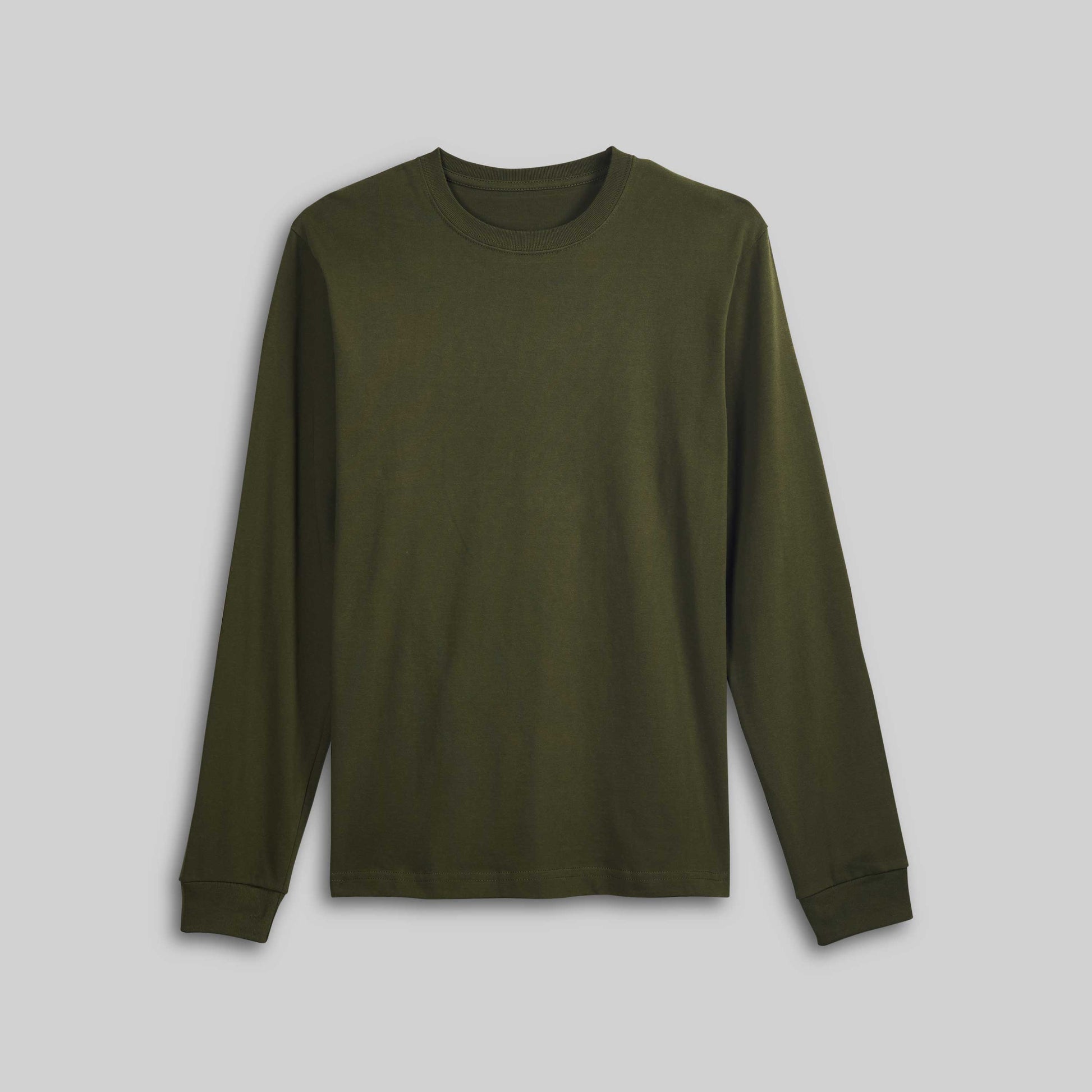 Heavyweight Long Sleeve Cotton T-Shirt - Olive Drab