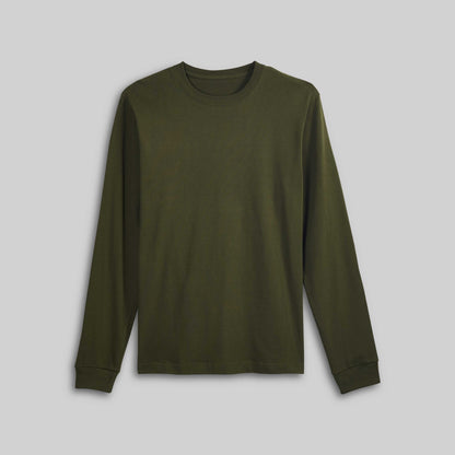 Heavyweight Long Sleeve Cotton T-Shirt - Olive Drab
