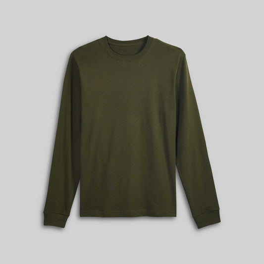 Heavyweight Long Sleeve Cotton T-Shirt - Olive Drab