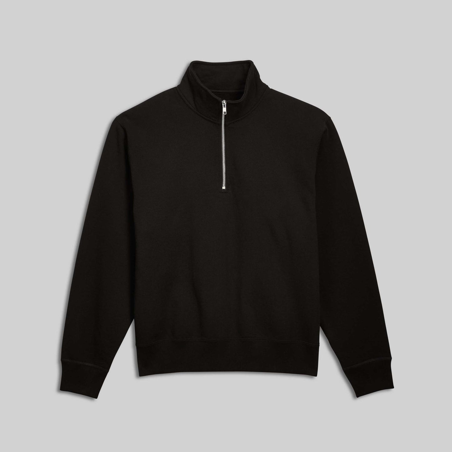 Quarter-Zip Cotton Sweatshirt - Black