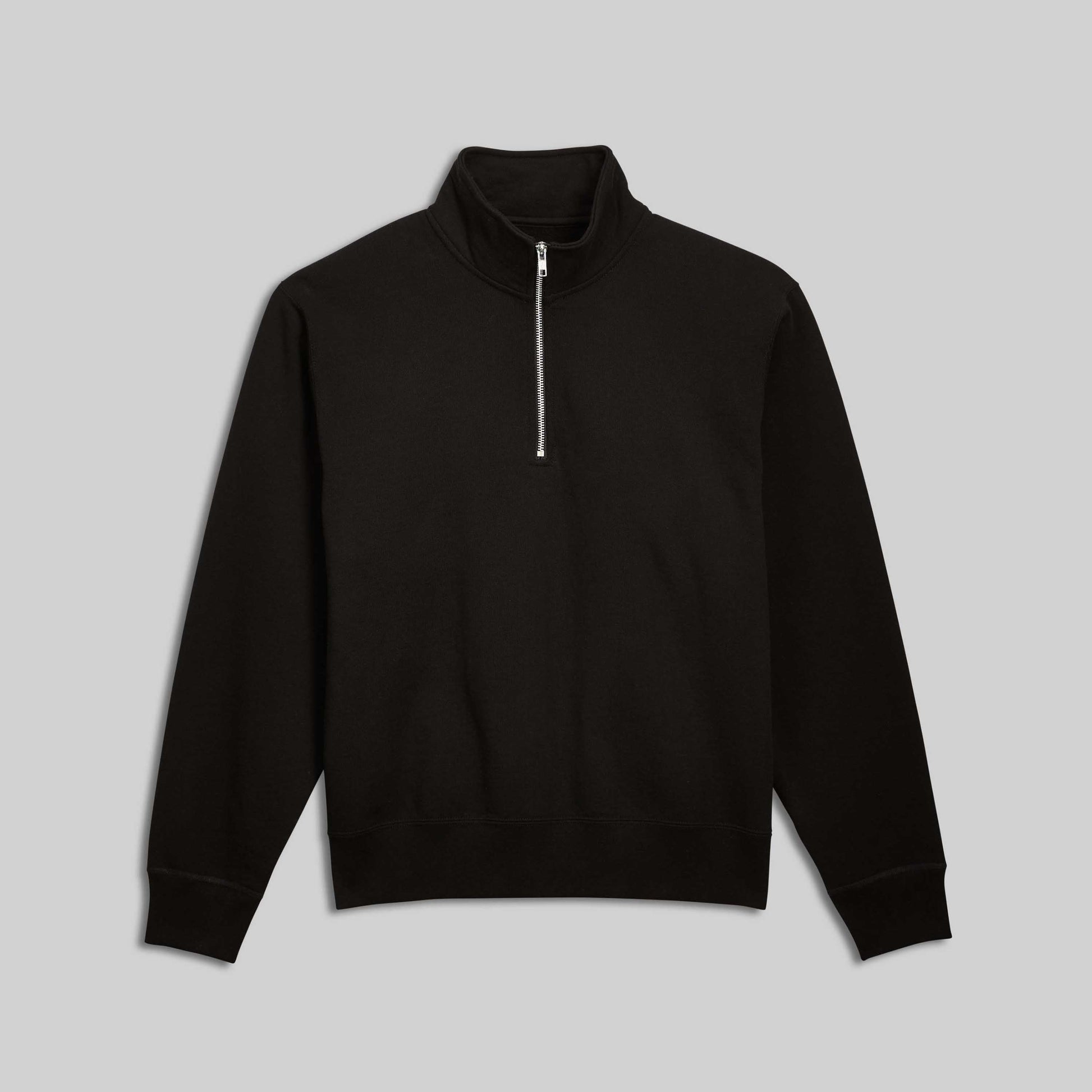 Quarter-Zip Cotton Sweatshirt - Black
