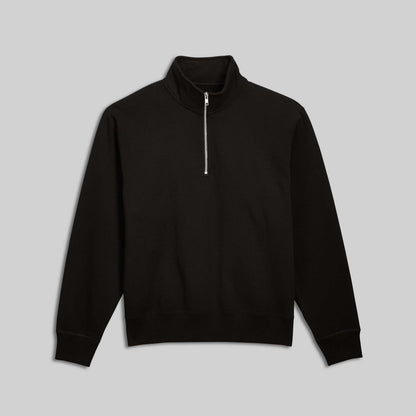 Quarter-Zip Cotton Sweatshirt - Black