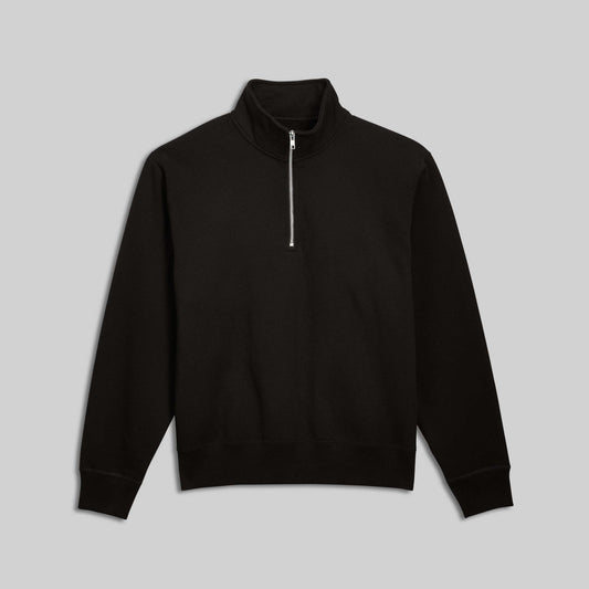 Quarter-Zip Cotton Sweatshirt - Black