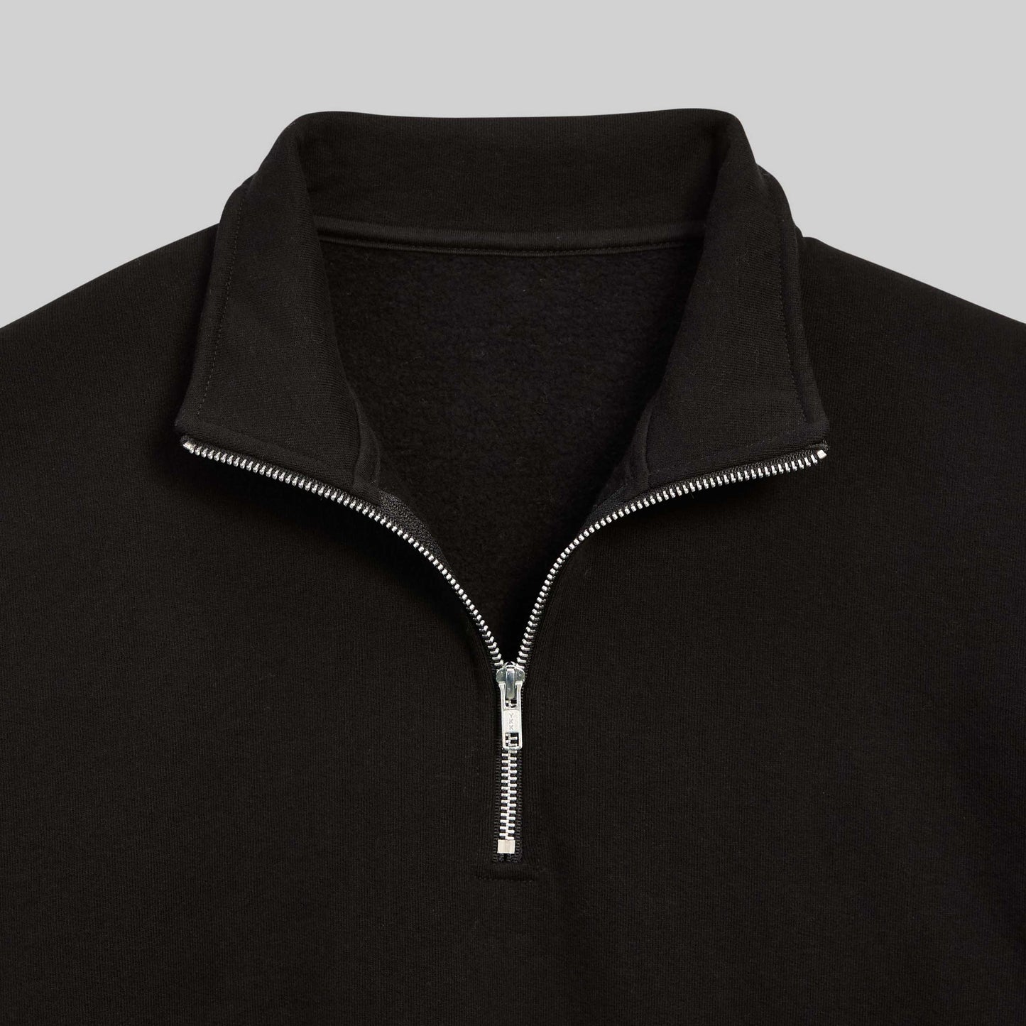 Quarter-Zip Cotton Sweatshirt - Black