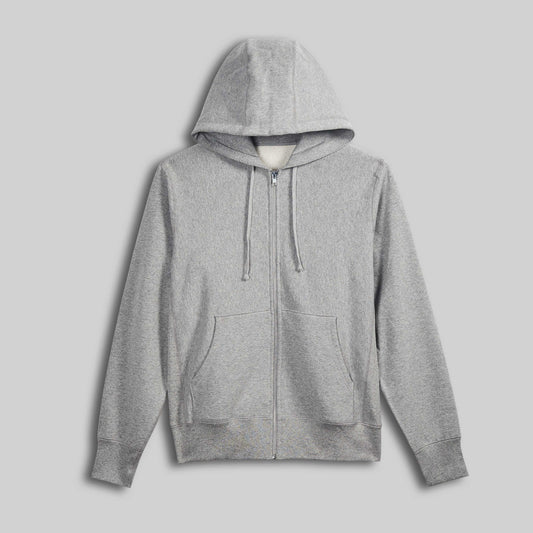 Premium Zip-Up Hooded Sweatshirt - Heather Grey